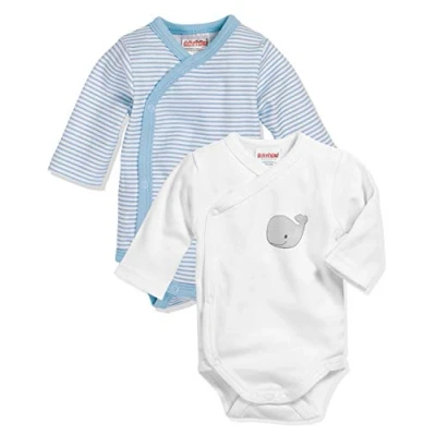 Abbildung von Playshoes Unisex Baby Wickel body 1/1 arm 2er Pack Wal 809503, 17 bleu, 56
