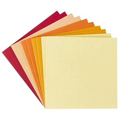 Abbildung von Ideen mit Herz Grußkarten Set 10 farbige Karten &amp; weiße Umschläge edle Leinen Optik bunt neutral ideal für liebe Glückwünsche zum Geburtstag, Hochzeit, uvm. (Rot /Gelbtöne, 11 x cm)