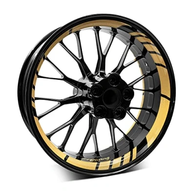 Abbildung von 18 teiliges Set Felgenrandaufkleber Sticker für Motorrad Auto Felgen Design Komplett Felgenaufkleber 15&quot; 16&quot; 17&quot; 18&quot; 19 Zoll MR020 (08 Gold Metallic)