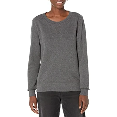 Abbildung von Amazon Essentials Damen Sweatshirt aus French Terry Fleece mit Rundhalsausschnitt (Erhältlich in Übergröße), Dunkelgrau Meliert, XXL
