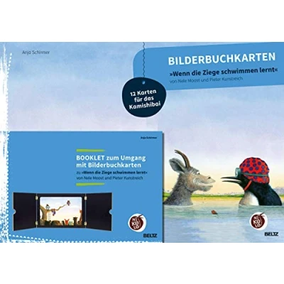 Abbildung von Bilderbuchkarten »Wenn die Ziege schwimmen lernt« von Neele Moost und Pieter Kunstreich: 12 Karten für das Kamishibai, Booklet zum Umgang mit (Beltz Nikolo)