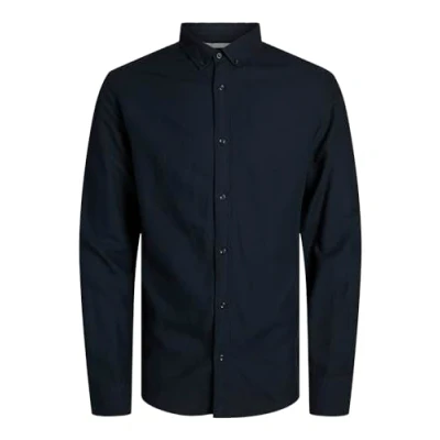 Abbildung von JACK&amp;JONES Herren JPRCCMAZE Linen Shirt L/S Button DOWN Langarmhemd, Night Sky/Fit:Comfort FIT, S