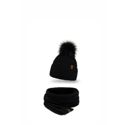 Abbildung von Vivisence 7015 Beanie AND Scarf SET Schal, Damen, Größe: One Size, Black