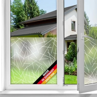 Abbildung von d c fix Fensterfolie Mikado Muster statisch selbsthaftend 67,5 cm x 1,5 m blickdichte Sichtschutzfolie mit UV Schutz Sichtschutz für Fenster Folie Milchglasfolie Klebefolie geometrisch modern