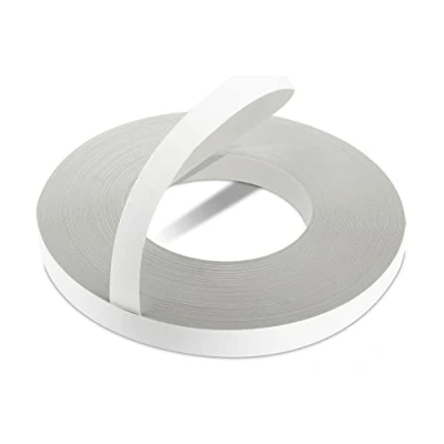 Abbildung von WoodPress® 22mm Mattweiße Melamin Kantenumleimer mit Schmelzkleber 50m Industrielle Rolle Einfaches Aufbügeln für Heimwerker