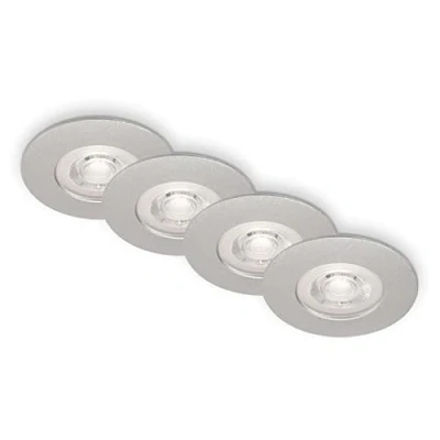 Abbildung von BRILONER Leuchten 4er Set Einbauleuchten Decke, Dimmbar, LED Einbaulampen ultraflach, Einbaustrahler Bad, Badeinbaustrahler IP44, Chrom Matt, 90x25 mm (DxH)