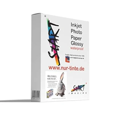 Abbildung von Start 100 Blatt DIN A4 220 g/m² Fotopapier Glossy für Tintenstrahldrucker (Inkjet), 2 Seitig sofort trocken, wasserfest, hochweiß, hohe Farbbrillianz