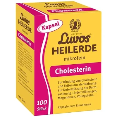 Abbildung von Luvos Heilerde mikrofein Kapseln Naturheilmittel zur Bindung von Cholesterin und Fetten Lindert Blähungen, Magendruck, Völlegefühl Unterstützt die Darmsanierung 100