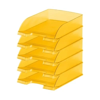 Abbildung von Leitz Briefkorb Standard A4, 5er Pack, Briefablage in Premium Qualität, Stapelbare Ablagefächer als Schreibtisch Organizer, Kombinierbar mit Plus Serie, Gelb Frost, 52270010