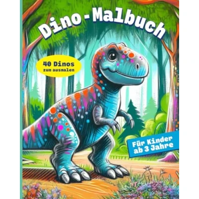 Abbildung von Dino Malbuch: das Kinder Malbuch mit über 40 Motiven, Ausmalbuch für kleine Dinosaurier Fans, optimale Geschenk Künstler ab 3 Jahren