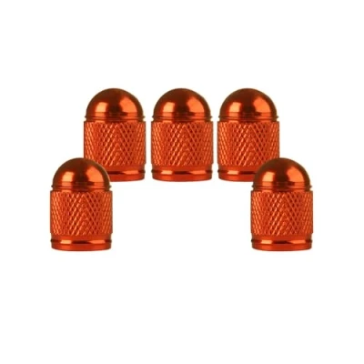 Abbildung von SENZEAL 5 Stück Ventilkappen Auto Bullet Typ Universal Reifenventilkappen Aluminium Autoreifen Ventilschutzkappen für Fahrrad Motorräder LKW SUV Orange