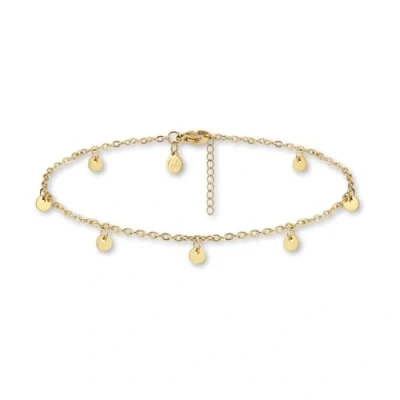 Abbildung von GD GOOD.designs Fußkettchen für Damen in Gold I 18K Vergoldete, wasserfeste Plättchen Fußkette verstellbar (22 27cm) aus Edelstahl Goldener Frauen Fußschmuck mit Coins