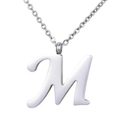 Abbildung von Morella Damen Halskette mit Buchstabe M Anhänger Edelstahl Silber in Schmuckbeutel