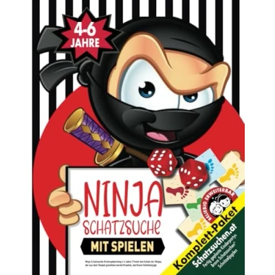 Abbildung von Ninja Schatzsuche Kindergeburtstag 4 6 Jahre: Findet den Schatz der Ninjas, aus dem Tempel gestohlen wurde!Kreative, startklare Schnitzeljagd. (Bravo Schatzsuche)