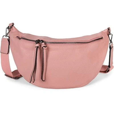 Abbildung von styleBREAKER Damen Halbmond Crossbody Schultertasche, abnehmbarer verstellbarer Schultergurt, Einfarbige Handtasche 02012386, Farbe:Altrose
