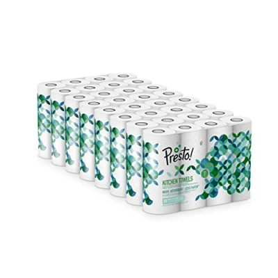 Abbildung von Amazon Marke: Presto! TAD Küchenrolle, Extra Saugfähig, 32 Rollen (4 Rollen, 8 er Pack), 51 Blätter pro Rolle, Auswringen und Wiederverwenden, FSC zertifiziert