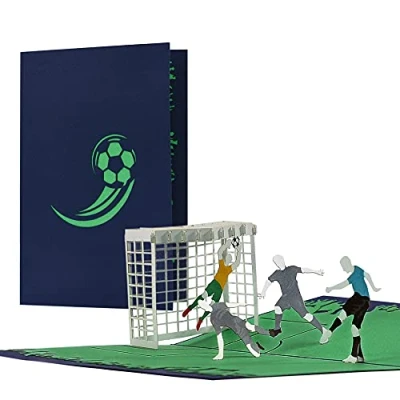 Abbildung von Karte Fussball BLAU für Fans von Geburtstagskarte oder Gutschein Fußballfan Einladungskarten Geburtstag Kinder, H36