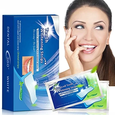 Abbildung von Zahnaufhellung Streifen Bleaching Stripes Set White Zahnbleaching professionelles für weiße Zähne effektives Zahnpflege Kit Teeth whitening 56 Stück