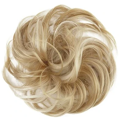 Abbildung von CAISHA Haargummi Bella Hochsteckfrisuren Haarteil Hochzeitfrisuren Voluminös Leicht Gewellt Hitzebeständige Kunstfaser DM17cm Blond Mix G30B