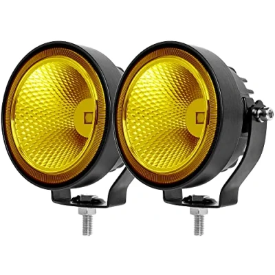 Abbildung von SUFEMOTEC Gelbe Runde Led Nebelscheinwerfer 4 Zoll Bernstein Zusatzscheinwerfer Arbeitslampe für Fahrzeug Motorräder LKW Auto SUV ATV Boot Pickup Traktor 12V 24V Flutlicht 4x4 Off Road