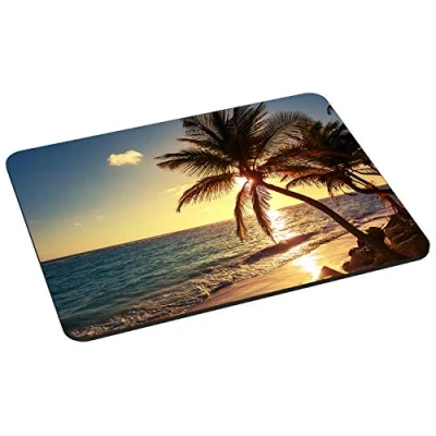 Abbildung von PEDEA Gaming und Office Mauspad 220 x 180 mm mit vernähten Rändern rutschfester Unterseite, beach