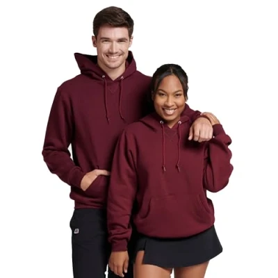 Abbildung von Russell Athletic Dri Power Fleece Hoodies für Herren, feuchtigkeitsableitend, Baumwollmischung, entspannte Passform, Größen S 4X, Kastanienbrauner Pullover, XX Large