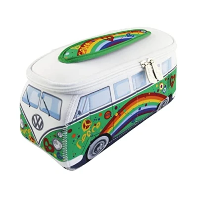 Abbildung von BRISA VW Collection Volkswagen Neopren Universal Schmink Kosmetik Kultur Reise Apotheke Tasche Mäppchen Beutel T1 Bulli Bus (Peace/Grün/Klein)