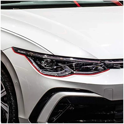 Abbildung von Devil Eye® Scheinwerferfolie rot Zierstreifen Dekor Dekorleiste Folie Flexibel für Scheinwerfer Kfz Auto Zubehör Selbstklebend KX004 (Kompatibel mit VW Golf VIII ab 2019)