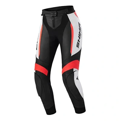Abbildung von SHIMA Miura 2.0 Motorradhose Leder, Damen, Sporthose mit Hüft und Knieprotektoren, perforiertes elastische Einsätze, für 2 teilige Kombi (40, Rot Fluo)