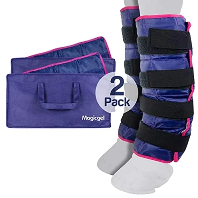 Abbildung von Magic Gel Kühlgamaschen für Pferde Gamaschen zum Kühlen von Sprunggelenk, Knöchel, Knie und Hufe Kühlbandage (Twin Ice Boot)