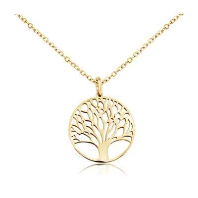 Abbildung von Nuoli® Damen Lebensbaum Kette Gold (45 + 5cm verstellbar) Halskette Baum des Lebens Anhänger, aus poliertem Edelstahl