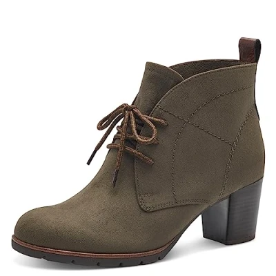Abbildung von MARCO TOZZI Damen Stiefeletten zum Schnüren Elegant Blockabsatz, Grün (Khaki Comb), 37