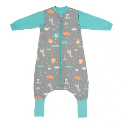 Abbildung von schlummersack Baby Schlafsack mit Füßen und Ärmeln 1 Tog, 70 cm für Körpergröße 80 Atmungsaktiv, verlängerbare Bündchen, Anti Rutsch, Oeko Tex zertifiziert, Safari Design