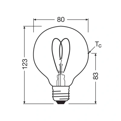 Abbildung von OSRAM Vintage 1906 Globe ist eine warmweiße, dimmbare LED Lampe in klassischer Ballform mit Filament. Sie bietet 4.9 W für 470 lm, E27 Fassung, goldfarbenes Glas, 80 mm Durchmesser, 2200 K, EEK F.