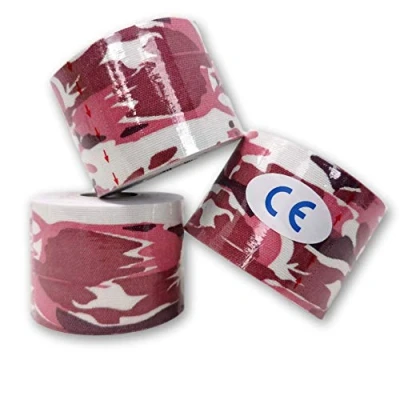 Abbildung von LisaCare Kinesiologie Tape Physio für Knie &amp; Körper latexfrei Set 3er Camouflage Rot 5cm x 5m Rolle (3 Rollen rot)