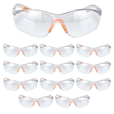 Abbildung von Kurtzy 12 er Pack Schutzbrille Arbeitsschutzbrille mit Gummieinsatz Safety Glasses Arbeitsbrille Labor Schießsport Staubschutzbrille