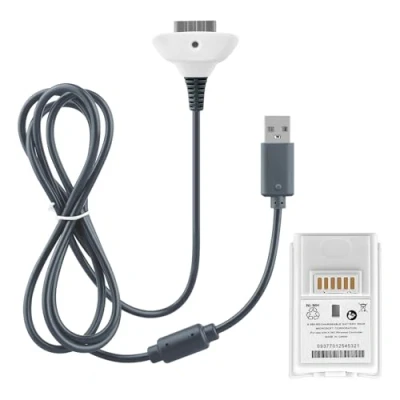 Abbildung von OSTENT 2 in 1 Ladekabel und Akku für Microsoft Xbox 360 Wireless Controller Weiß
