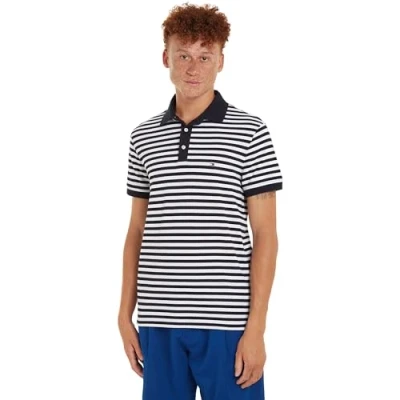 Abbildung von Tommy Hilfiger Herren Poloshirt Kurzarm 1985 Slim Fit, Blau (Desert Sky/White), 3XL