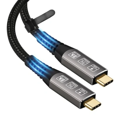Abbildung von CableDeconn USB4 8K 1m Cable M/M USB C Compatible with TB4 60Hz Video 40Gbps Data Transmissions Rate 20V 5A 240W Power Delivery 3in1 for Monitors External SSD eGPU