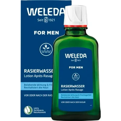 Abbildung von WELEDA Bio FOR MEN Rasierwasser Naturkosmetik Pre Shave &amp; After erfrischt und belebt die Haut vor nach der Trocken Nass Rasur, pflegt desinfiziert kleine Schnittwunden (1 x 100 ml)