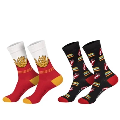 Abbildung von Damen Jungen Mädchen Socken (2 Paar) witzig bunt 36 41 Fast Food