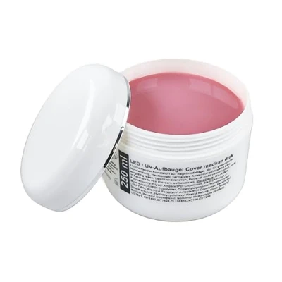 Abbildung von World of Nails Design BasicLine UV Gel Aufbaugel cover medium milchig, Babyboomer Look 250ml