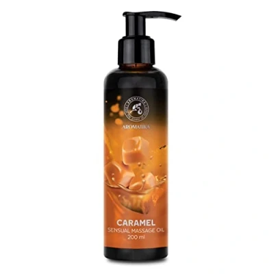 Abbildung von Sinnliches Massageöl Karamell 200 ml Körperöl mit Mandelöl Traubenkernöl Essbar Verzehrbar Natürlich Kissable Massage Öl für Paare Liebesöl Karamellgeschmack