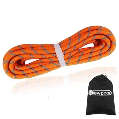 Abbildung von NewDoar Statisches Kletterseil 14KN 8mm(5/16in) Doppelgeflecht Zubehörseilseil für Prusik, Überleben im Freien,Wandern,Bergsteigen,Hauling DraggingeOrange 8mm,50ft