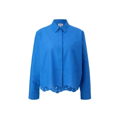 Abbildung von s.Oliver Langarm MIT Broderie Anglaise Hemdbluse, Damen, Größe: 46, Royalblau