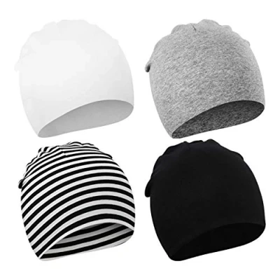 Abbildung von DRESHOW 4 Stücke Unisex Mütze Hut Junge Frühling Mützchen Kleinkind Wendemütze Jersey Slouch Beanie Bekleidung Infant Kindergarten