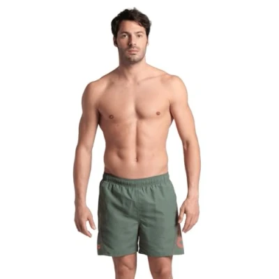 Abbildung von Arena Herren Fundamentals Logo Boxer Swim Trunks, Sage Fluo Red, S EU