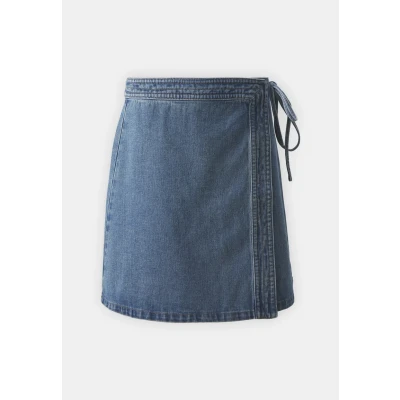 Abbildung von ONLY Onlvilla WRAP TIE Skirt Jeansrock, Damen, Größe: XL, Light blue denim