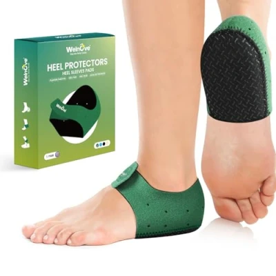 Abbildung von Heel Protector Cups for Women Shoes Welnove Anti Slip Inserts Pads Plantar Fasciitis Relief Support Cushion Pain Spur Achilles Tendinitis Dry Cracked Heels (Size S)