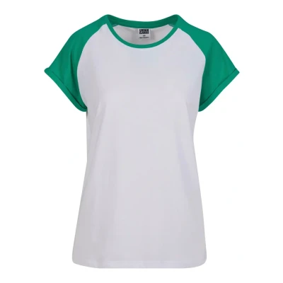 Abbildung von Urban Classics Contrast Raglan Tshirt print, Damen, Größe: 3XL, White ferngreen